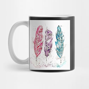 Colourful Illustrated Feathers Mug